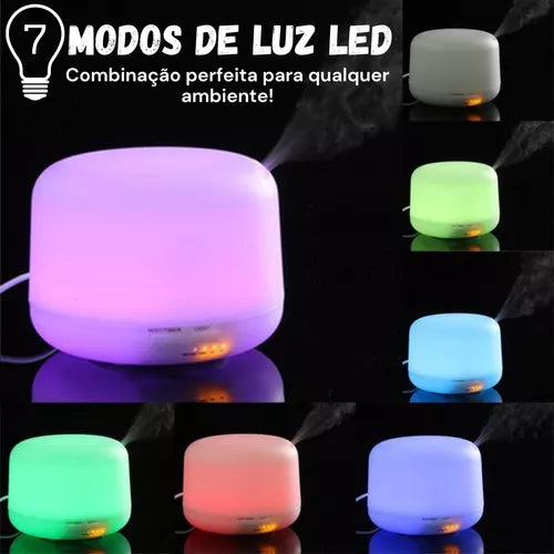 Umidificador Difusor Aromatizador com LED e Controle